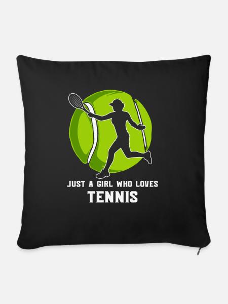 Just a Girl who Loves Tennis - Sofakissenbezug 45 x 45 cm - Schwarz