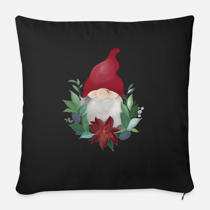 Gnom - Weihnachtsgnom - Sofakissenbezug 45 x 45 cm - Schwarz