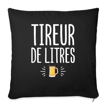 Tireur de litres cadeau humour alcool bière homme - Housse de coussin décorative 45 x 45 cm - noir - Devant
