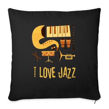 i love jazz instruments drawing surface 1 - Sofa pillowcase 17,3'' x 17,3'' (45 x 45 cm) - black - Front