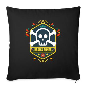 Head and bones flower - Sofa pillowcase 17,3'' x 17,3'' (45 x 45 cm) - black - Front