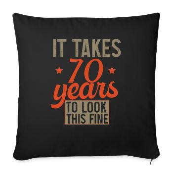 It takes 70 years retro birthday gift - Housse de coussin décorative 45 x 45 cm - noir - Devant