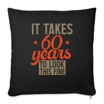 It takes 60 years retro birthday gift - Housse de coussin décorative 45 x 45 cm - noir - Devant
