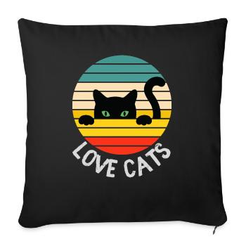 love cats cats love gift idea - Sofa pillowcase 17,3'' x 17,3'' (45 x 45 cm) - black - Front