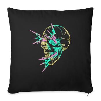Skull Flash yellow - Housse de coussin décorative 45 x 45 cm - noir - Devant