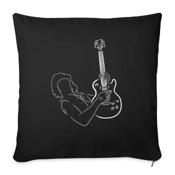White silhouette of a guitarist. Electric guitar. - Sofa pillowcase 17,3'' x 17,3'' (45 x 45 cm) - black - Front