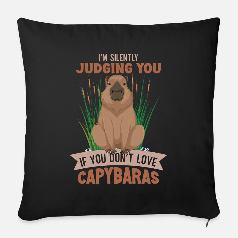 Wasserschwein Capybara Lover Capybara Fan - Sofakissenbezug 45 x 45 cm - Schwarz