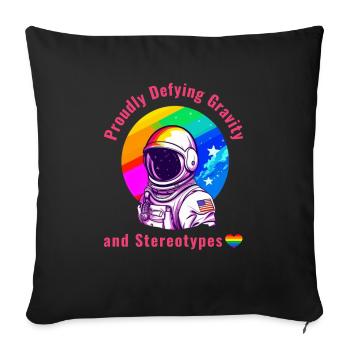 Gay Pride - défiant fièrement la gravité et les stéréotypes - Housse de coussin décorative 45 x 45 cm - noir - Devant