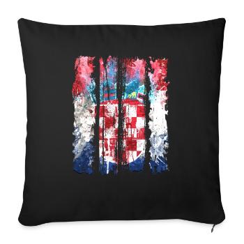 Drapeau national croate emblème Croatie Hrvatska hrv - Housse de coussin décorative 45 x 45 cm - noir - Devant