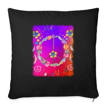 Hippie soul groovy Summer time Good vibes 70s 80s - Sofa pillowcase 17,3'' x 17,3'' (45 x 45 cm) - black - Front