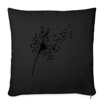Pissenlit notes de musique - Housse de coussin décorative 45 x 45 cm - noir - Devant