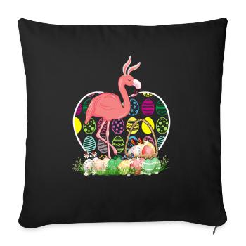Flamingo Easter Eggs Funny Easter Day Eggs Hunters - Sofa pillowcase 17,3'' x 17,3'' (45 x 45 cm) - black - Front
