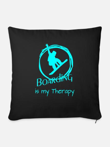 Boarding is my Therapy - Sofakissenbezug 45 x 45 cm - Schwarz