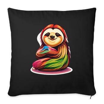 Cuddly Sloth - Sofa pillowcase 17,3'' x 17,3'' (45 x 45 cm) - black - Front