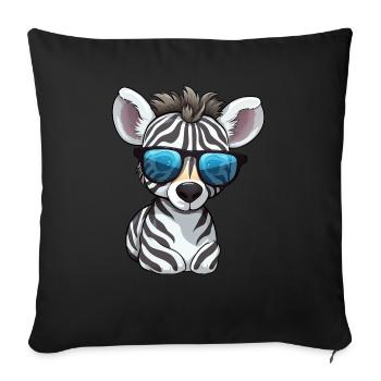 A baby zebra wearing stylish sunglasses. - Sofa pillowcase 17,3'' x 17,3'' (45 x 45 cm) - black - Front