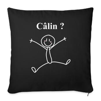 Fais moi un câlin - Housse de coussin décorative 45 x 45 cm - noir - Devant
