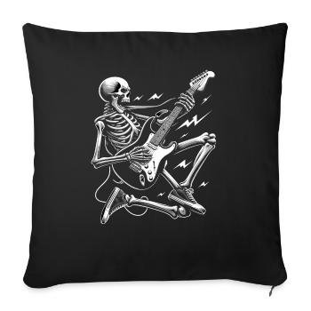 Squelette rockeur - Housse de coussin décorative 45 x 45 cm - noir - Devant