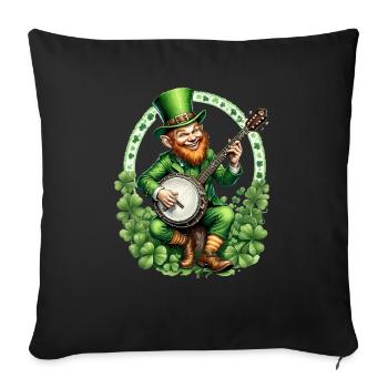 Leprechaun Joueur de banjo I Musique irlandaise I St. - Housse de coussin décorative 45 x 45 cm - noir - Devant