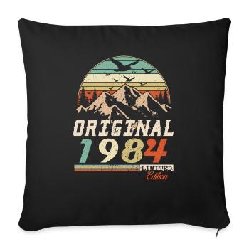 1984 vintage anniversaire rétro vintage cadeau - Housse de coussin décorative 45 x 45 cm - noir - Devant