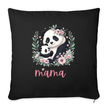 Panda Lover I Maman Panda Et Cub Fête Des Mères - Housse de coussin décorative 45 x 45 cm - noir - Devant