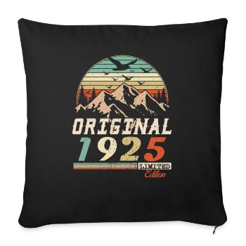 1925 vintage anniversaire rétro vintage cadeau - Housse de coussin décorative 45 x 45 cm - noir - Devant