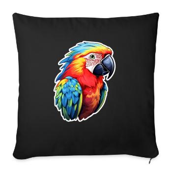 Parrot colorful and colorful - Sofa pillowcase 17,3'' x 17,3'' (45 x 45 cm) - black - Front