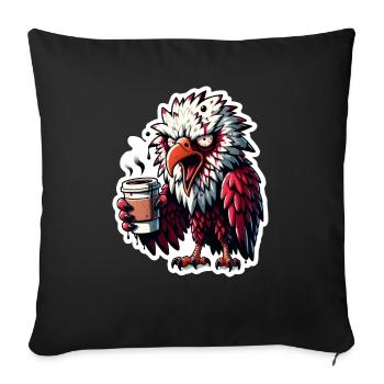 Geier als Morgenmuffel vor dem 1. Kaffee - Sofakissenbezug 45 x 45 cm - Schwarz - Vorne