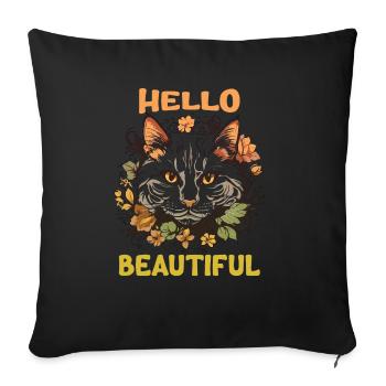 Chat Belle Femmes Élégantes Art Coloré Art - Housse de coussin décorative 45 x 45 cm - noir - Devant