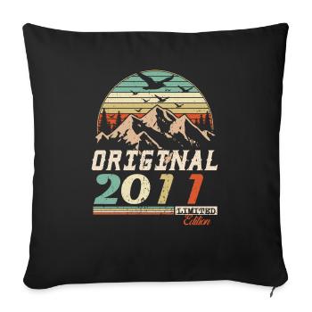 2011 vintage anniversaire rétro vintage cadeau - Housse de coussin décorative 45 x 45 cm - noir - Devant