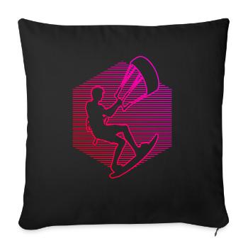 Femmes Kiting Kitesurf Kitesurfeur Hommes - Housse de coussin décorative 45 x 45 cm - noir - Devant