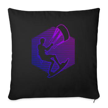 Kitesurfeur Femmes Kitesurf Kiting Hommes - Housse de coussin décorative 45 x 45 cm - noir - Devant
