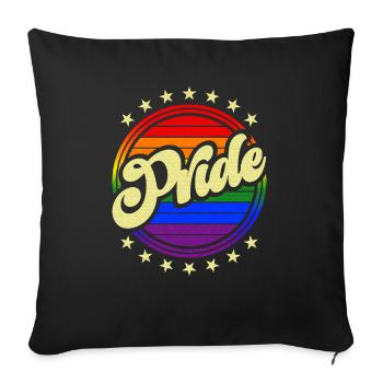 Pride Design Vintage LGBT Rainbow Circle & Stars - Sofa pillowcase 17,3'' x 17,3'' (45 x 45 cm) - black - Front