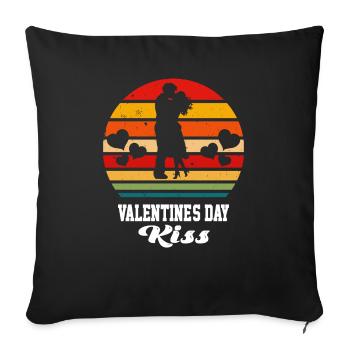 T-shirt Saint Valentin Bisous 2025 - Housse de coussin décorative 45 x 45 cm - noir - Devant