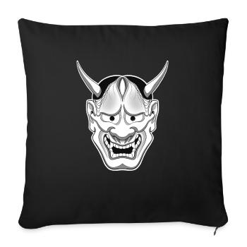 Hannya mask - Housse de coussin décorative 45 x 45 cm - noir - Devant