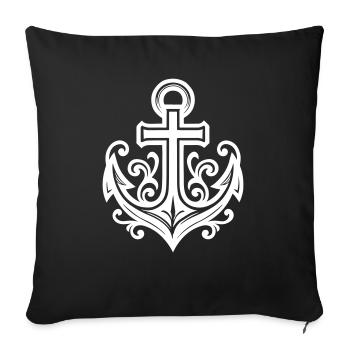 Anker Symbol Kreuz - Sofakissenbezug 45 x 45 cm - Schwarz - Vorne
