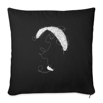 Parapente gribouillage blanc - Housse de coussin décorative 45 x 45 cm - noir - Devant