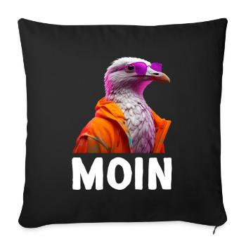 Möwe mit Sonnenbrille Moin Coole Möwen Seevogel - Sofakissenbezug 45 x 45 cm - Schwarz - Vorne