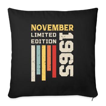 November 1965 Birthday Gift - November 1965 - Sofa pillowcase 17,3'' x 17,3'' (45 x 45 cm) - black - Front