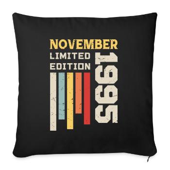 November 1995 Birthday Gift - November 1995 - Sofa pillowcase 17,3'' x 17,3'' (45 x 45 cm) - black - Front
