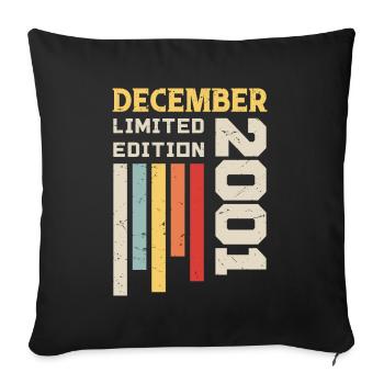 Décembre 2001 - Cadeau anniversaire Décembre 2001 - Housse de coussin décorative 45 x 45 cm - noir - Devant