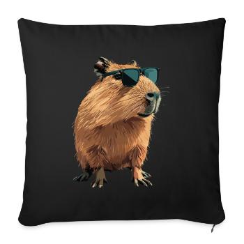 Capybara avec lunettes de soleil - Housse de coussin décorative 45 x 45 cm - noir - Devant