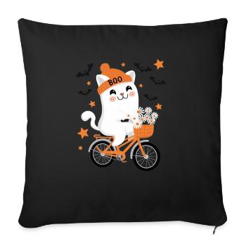 Katze Halloween Fahrrad - Sofakissenbezug 45 x 45 cm - Schwarz - Vorne
