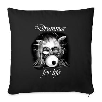 Batteur à vie blanc - Housse de coussin décorative 45 x 45 cm - noir - Devant