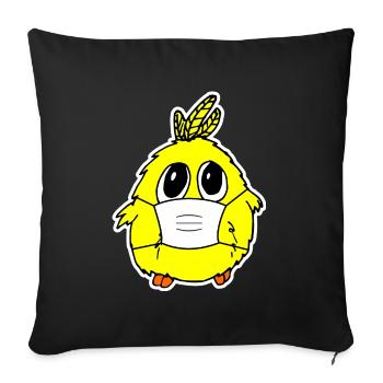 Chicken cute chick with mask cutie mask - Sofa pillowcase 17,3'' x 17,3'' (45 x 45 cm) - black - Front