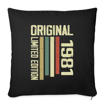 Retro 1981 Geschenk 43. Geburtstag Jahrgang 1981 - Sofakissenbezug 45 x 45 cm - Schwarz - Vorne
