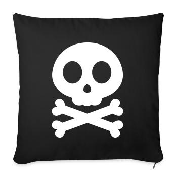 Round skull with two bones - Sofa pillowcase 17,3'' x 17,3'' (45 x 45 cm) - black - Front