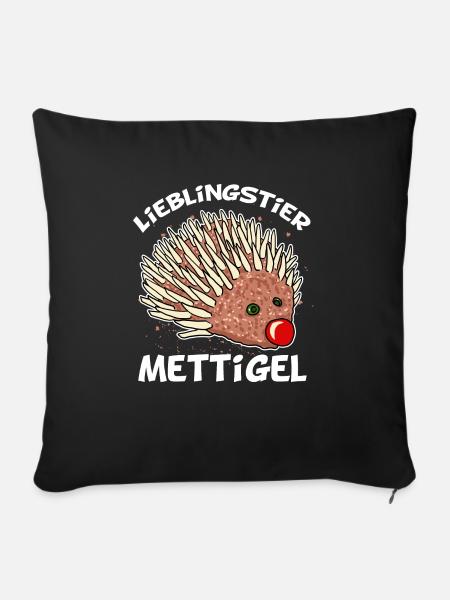 Lieblingstier Mettigel Hackfleisch Hack Igel - Sofakissenbezug 45 x 45 cm - Schwarz