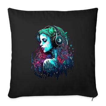 Mermaid, DJ, Path of Water, Beautiful Woman - Sofa pillowcase 17,3'' x 17,3'' (45 x 45 cm) - black - Front