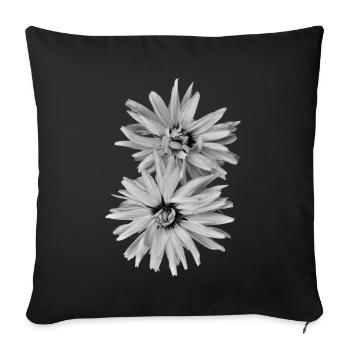 Black and white flowers - Sofa pillowcase 17,3'' x 17,3'' (45 x 45 cm) - black - Front