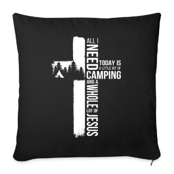 Camping Bible Verse Psalm Christian Cross Camper - Sofa pillowcase 17,3'' x 17,3'' (45 x 45 cm) - black - Front